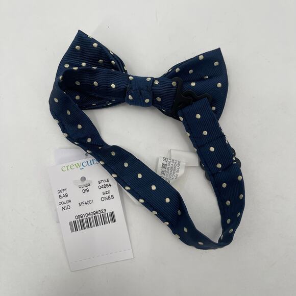 J.CREW CREWCUTS Bowtie Boys Toddler Navy Polka Dot One Size NWT Event Formal - Picture 3 of 9